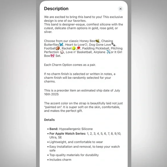 Teal and White Apple Watch Band - Picture 6 of 6